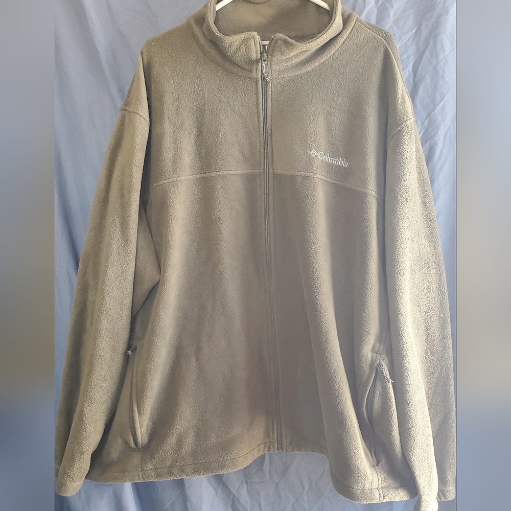 Columbia Olive Green Fleece Jacket, Big And Tall, 5x